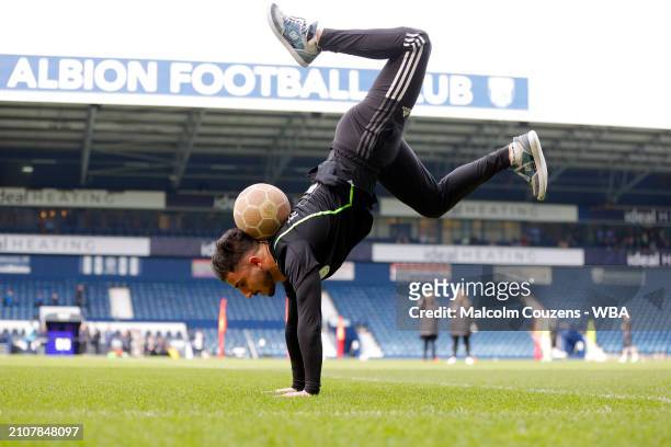 Rebaz of Eclipse Freestyle Academy entertains supporters during an open training session at The Hawthorns on March 26, 2024 in West Bromwich, England.