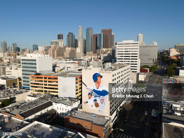 Artist Robert Vargas' mural of Shohei Ohtani graces the side of the Miyako Hotel in Little Tokyo. Vargas and others in the community hope that the...