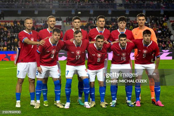 The Czech national football team pose for apicture prior to the friendly football match between Czech Republic and Armenia in Prague, Czech Republic,...