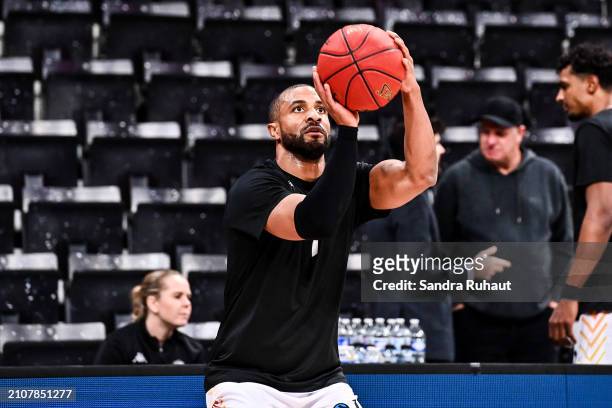 Jordan TAYLOR of London Lions before the BKT EuroCoupe match between Paris Basketball and London Lions at Adidas Arena on March 26, 2024 in Paris,...