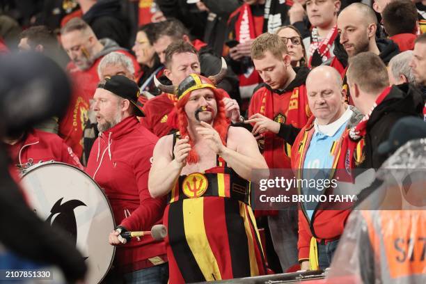 Red devils fan Obelgix Nicolas Dardenne pictured during a friendly soccer game between England and Belgian national team Red Devils, on Tuesday 26...