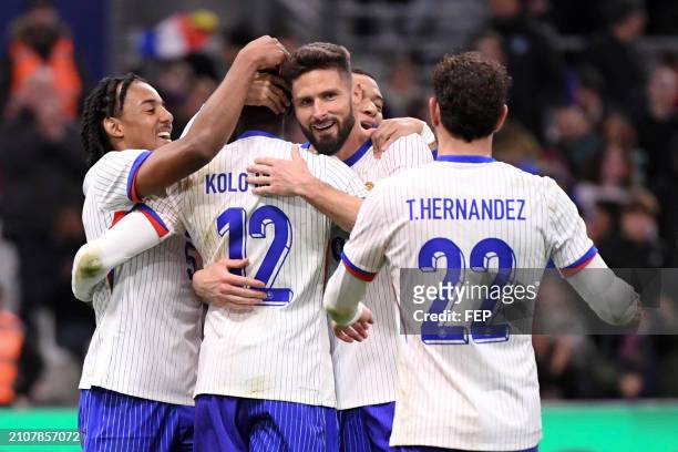 Jules KOUNDE - 09 Olivier GIROUD during the friendly match between France and Chile at Orange Velodrome on March 26, 2024 in Marseille, France. -...