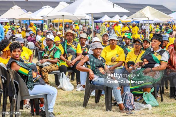 African National Congress supporters during the National Human Rights Day Commemoration at George Thabe Cricket Grounds in Sharpeville on March 21,...