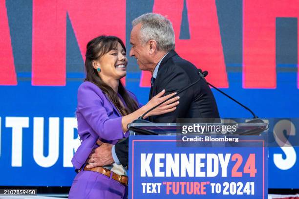 Robert F. Kennedy Jr., partner with Morgan & Morgan PA and 2024 independent presidential candidate, right, and Nicole Shanahan, 2024 independent vice...