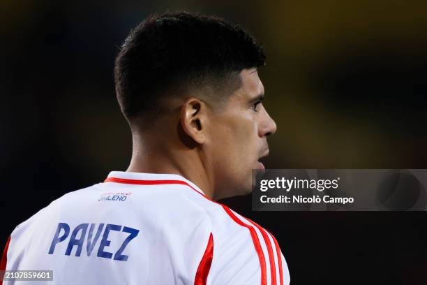 Esteban Pavez of Chile looks on during the international friendly football match between Albania and Chile. Chile won 3-0 over Albania.