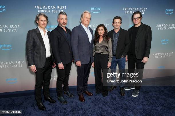 David Fortier, Ivan Schneeberg, Jeff Daniels, Maura Tierney, Dan Futterman and Adam Rapp at the New York screening of "American Rust: Broken Justice"...