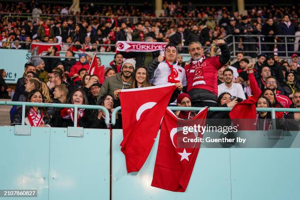 Fans of Turkiye during the international friendly match between Austria and Turkiye at Ernst Happel Stadion on March 26, 2024 in Vienna, Austria.