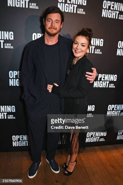 Benjamin Walker and Sheridan Smith attend the press night after party for "Opening Night" at The Ham Yard Hotel on March 26, 2024 in London, England.