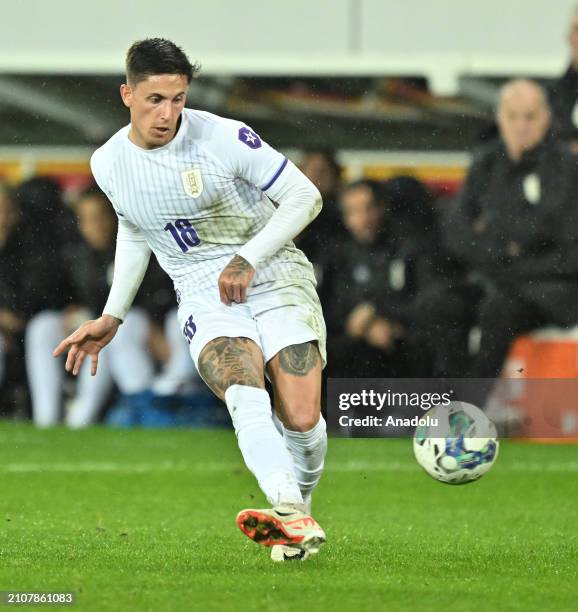 Rodriguez Bravo of Uruguay in action during the international friendly football match between Ivory Coast and Uruguay at Stade Bollaert-Delelis in...