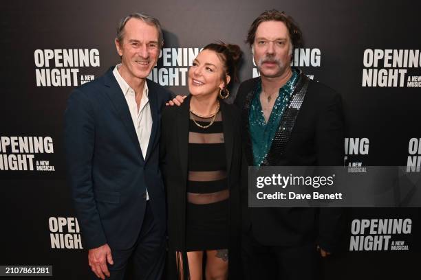 Ivo van Hove, Sheridan Smith and Rufus Wainwright attend the press night after party for "Opening Night" at The Ham Yard Hotel on March 26, 2024 in...
