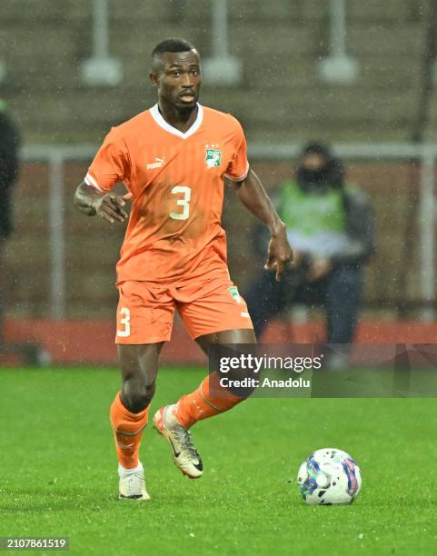 Konan Ghislain of Ivory Coast in action during the international friendly football match between Ivory Coast and Uruguay at Stade Bollaert-Delelis in...