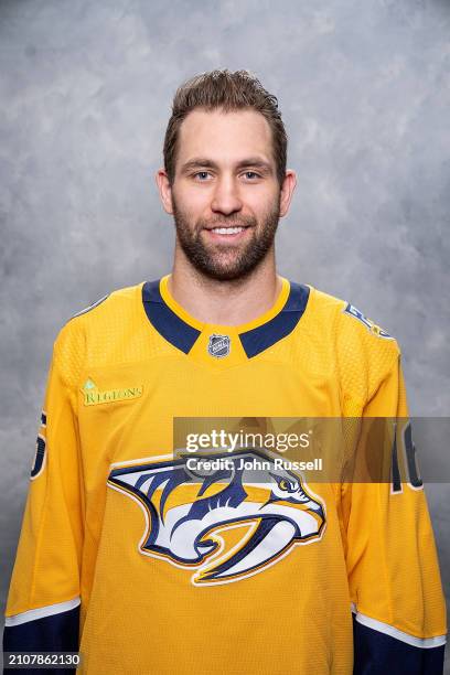 Jason Zucker of the Nashville Predators poses for his official team headshot at Bridgestone Arena on March 23, 2024 in Nashville, Tennessee.