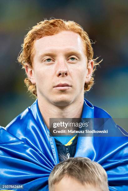 Yukhym Konoplia of Ukraine looks on during the UEFA EURO 2024 Play-Offs final match between Ukraine and Iceland at Tarczynski Arena on March 26, 2024...