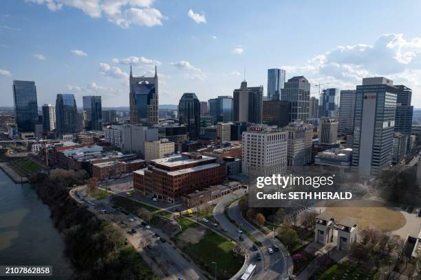 Downtown Nashville, Tennessee, viewed from East Nashville on March 13, 2024. Megastar Beyonce's highly anticipated country album, out on March 29 has...