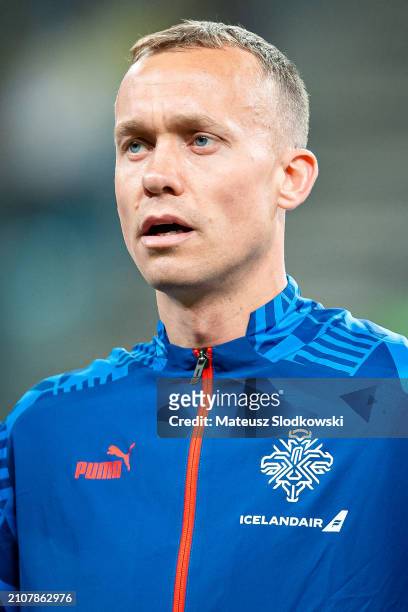 Gudmundur Thorarinsson of Iceland looks on during the UEFA EURO 2024 Play-Offs final match between Ukraine and Iceland at Tarczynski Arena on March...