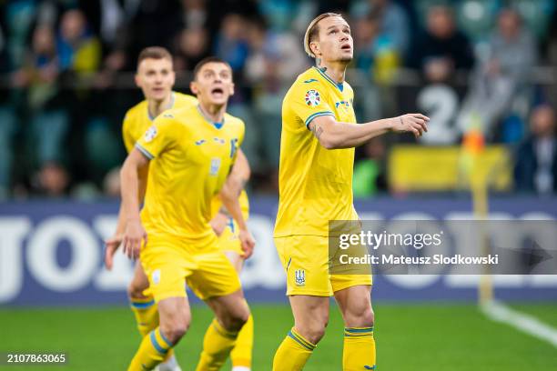 Mykhailo Mudryk of Ukraine looks on during the UEFA EURO 2024 Play-Offs final match between Ukraine and Iceland at Tarczynski Arena on March 26, 2024...