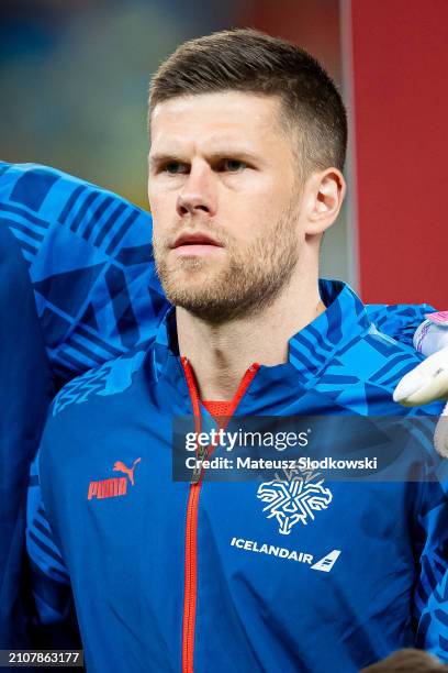 Mikael Egill Ellertsson of Iceland looks on during the UEFA EURO 2024 Play-Offs final match between Ukraine and Iceland at Tarczynski Arena on March...