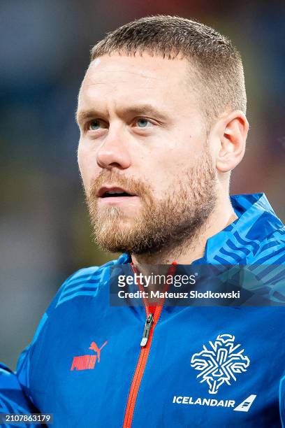 Sverrir Ingason of Iceland looks on during the UEFA EURO 2024 Play-Offs final match between Ukraine and Iceland at Tarczynski Arena on March 26, 2024...