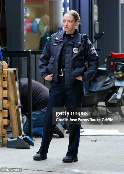 Amanda Seyfried is seen on the film set of the "Long Bright River" TV series on March 26, 2024 in New York City.