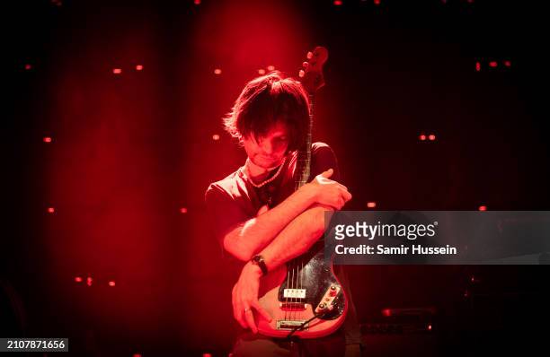Jonny Greenwood of The Smile performs live at Alexandra Palace on March 23, 2024 in London, England.