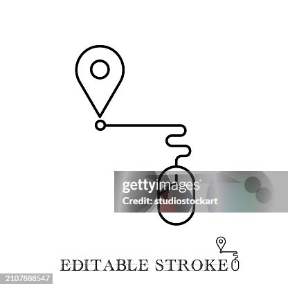 Linear pointer with computer mouse line icon, editable stroke Linear pointer with computer mouse line icon, editable stroke