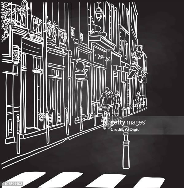 paris boutique storefront blackboard - paris window stock illustrations