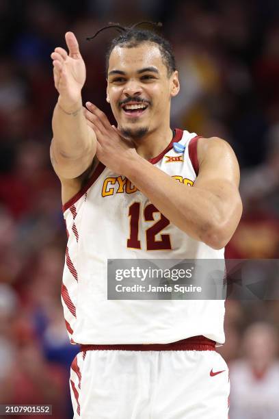 Robert Jones of the Iowa State Cyclones reacts during the second half against the Washington State Cougars in the second round of the NCAA Men's...