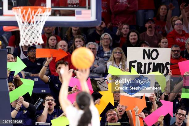 The UC Irvine Anteaters band taunts Kaylynne Truong of the Gonzaga Bulldogs in the first round of the NCAA Women's Basketball Tournament at McCarthey...