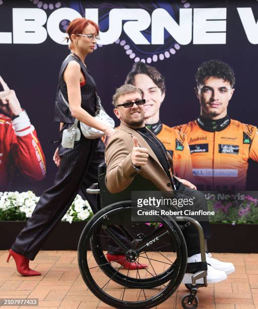 Dylan Alcott arrives at the circuit prior to the F1 Grand Prix of Australia at Albert Park Circuit on March 24, 2024 in Melbourne, Australia.