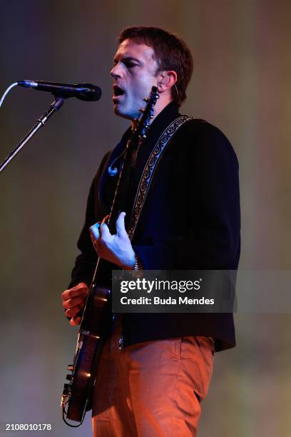 Caleb Followill of Kings of Leon performs live on stage during day two of Lollapalooza Brazil at Autodromo de Interlagos on March 23, 2024 in Sao...