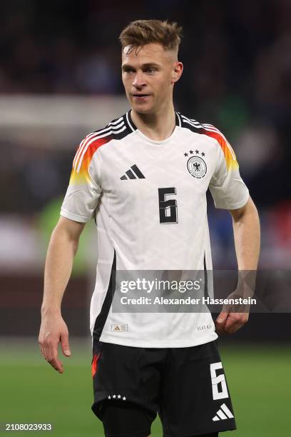 Joshua Kimmich of Germany looks on during the international friendly match between France and Germany at Groupama Stadium on March 23, 2024 in Lyon,...