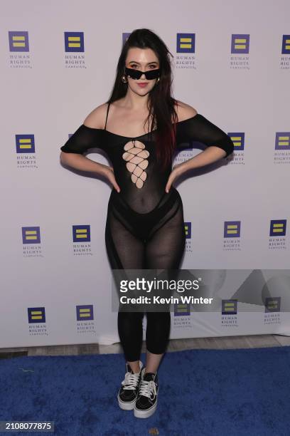 Jessie Paege attends the 2024 Human Rights Campaign dinner at Fairmont Century Plaza on March 23, 2024 in Los Angeles, California.
