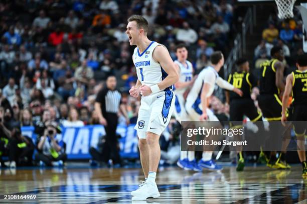 Steven Ashworth of the Creighton Bluejays reacts during the first half of a game against the Oregon Ducks in the second round of the NCAA Men's...