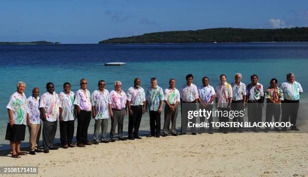 Secretary General of the Pacific Islands Forum Secretariat Tuiloma Neroni Slade of Samoa, Vanuatu Foreign Minister Sato Killman, Papua New Guinea's...