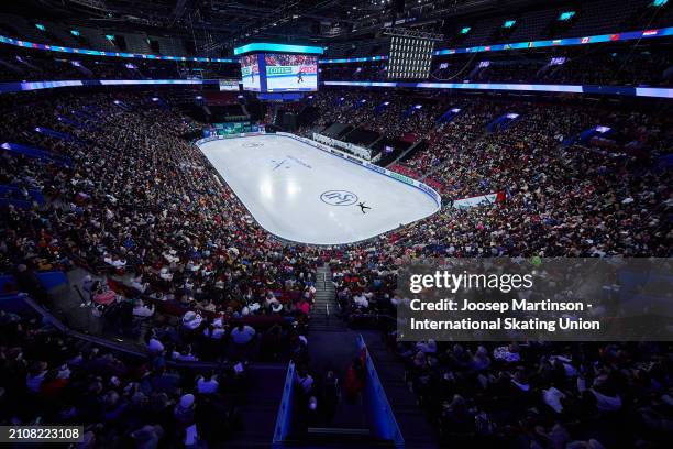 General view inside the venue as Aleksandr Selevko of Estonia competes in the Men's Free Skating during the ISU World Figure Skating Championships at...