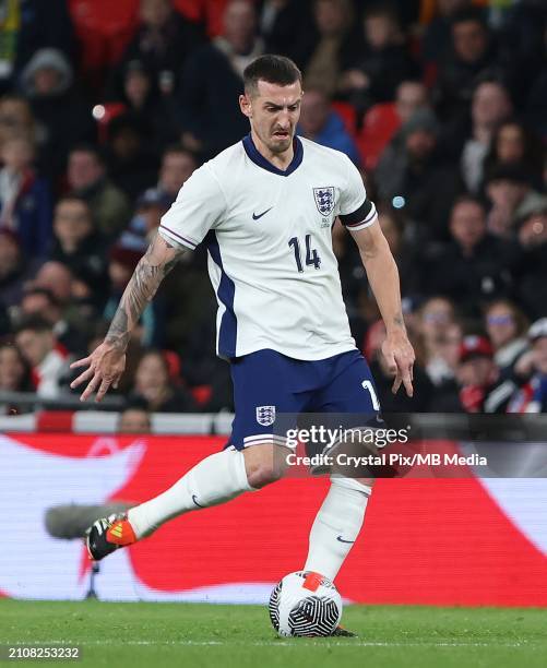 Lewis Dunk of England & Brighton & Hove Albion during the international friendly match between England and Brazil at Wembley Stadium on March 23,...