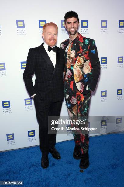 Jesse Tyler Ferguson and Justin Mikita attend the Human Rights Campaign's 2024 Los Angeles Dinner at Fairmont Century Plaza on March 23, 2024 in Los...