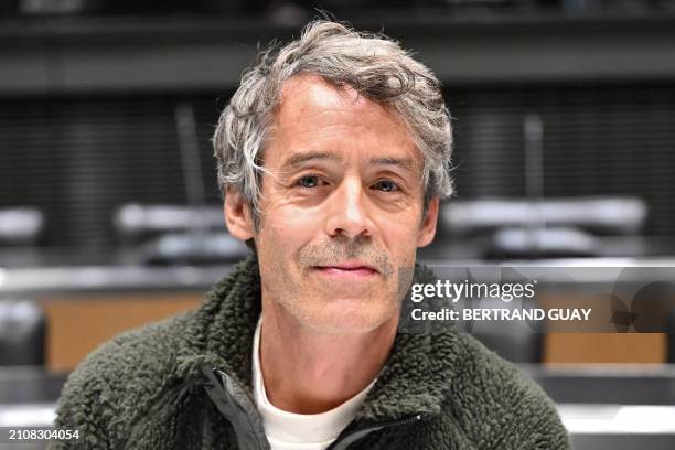 French TV host and producer of the show "Quotidien" Yann Barthes poses ahead of his hearing before a parliamentary enquiry commission into the...