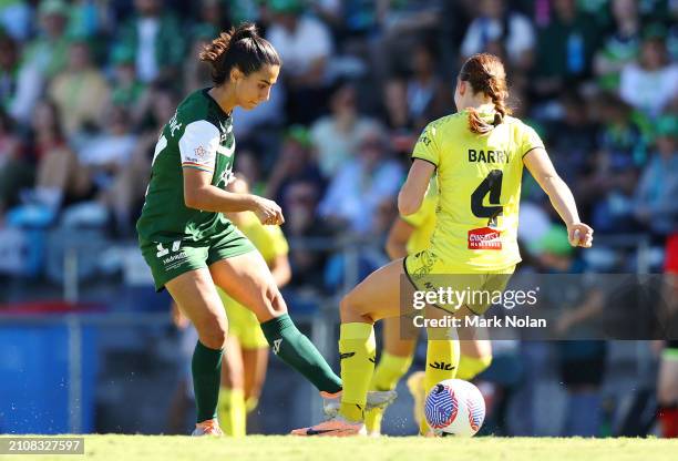 Vesna Milivojevic of Canberra United in action during the A-League Women round 21 match between Canberra United and Wellington Phoenix at McKellar...