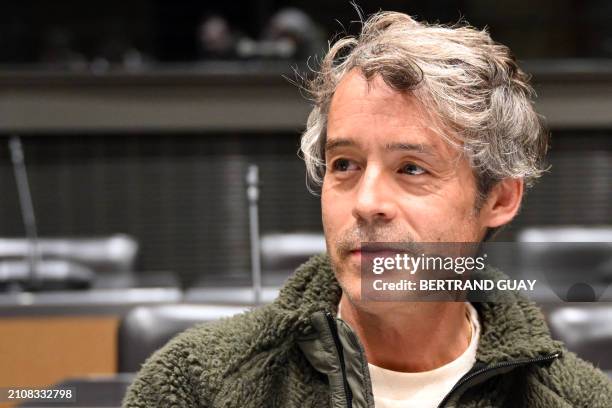 French TV host and producer of the show "Quotidien" Yann Barthes poses ahead of his hearing before a parliamentary enquiry commission into the...