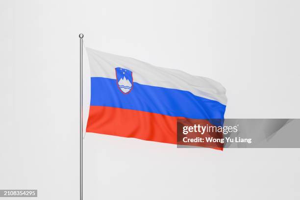 slovenia flag on white background - slovenian flag stock pictures, royalty-free photos & images