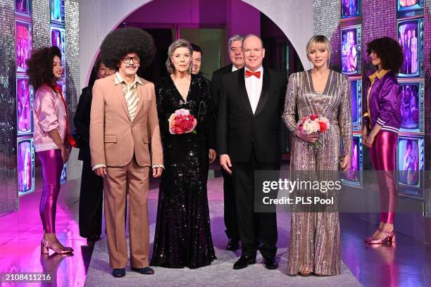 Christian Louboutin, Princess Caroline of Hanover, Prince Albert II of Monaco and Princess Charlene of Monaco attend the Rose Ball 2024 To Benefit...