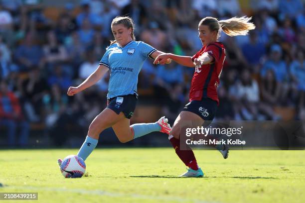 Caley Tallon-Henniker scores a goal during the A-League Women round 21 match between Sydney FC and Adelaide United at Leichhardt Oval, on March 24 in...