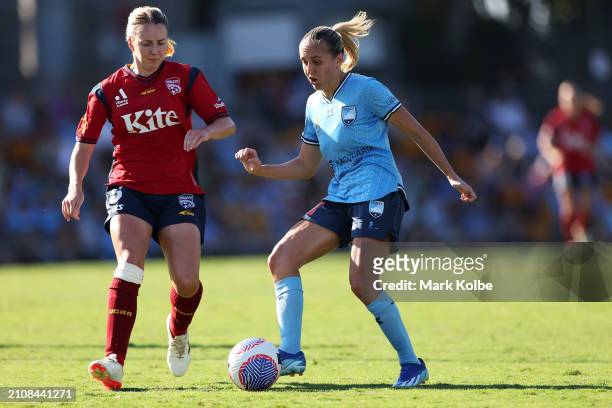 Mackenzie Hawkesby of Sydney FC passes during the A-League Women round 21 match between Sydney FC and Adelaide United at Leichhardt Oval, on March 24...