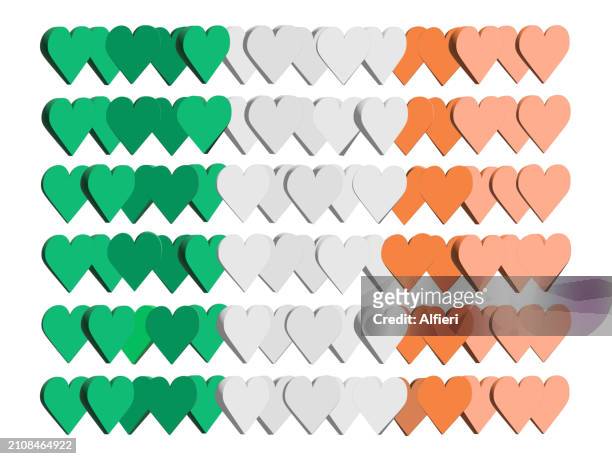 irish flag hearts - republic of ireland flag stock illustrations