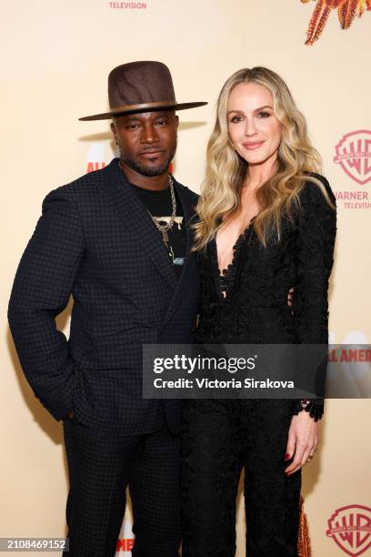 Taye Diggs and Monet Mazur attend the season six premiere and 100th episode celebration for The CW's "All American" at Manuela on March 23, 2024 in...