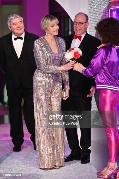 Prince Albert II of Monaco and Princess Charlene of Monaco attend the Rose Ball 2024 To Benefit The Princess Grace Foundation on March 23, 2024 in...