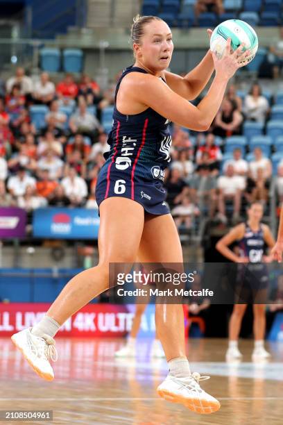 Hannah Mundy of the Vixens looks to pass the ball during the 2024 Suncorp Team Girls Cup match between the Vixens and the Swifts at Ken Rosewall...