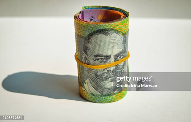 australian dollars money bundle - monetary policy stock pictures, royalty-free photos & images