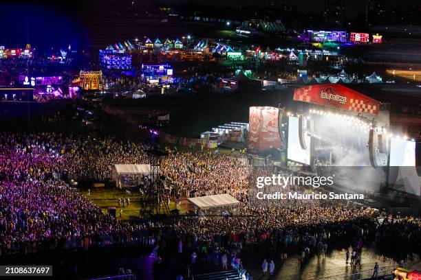 General view of the atmosphere and crowd during day two of Lollapalooza Brazil at Autodromo de Interlagos on March 23, 2024 in Sao Paulo, Brazil.